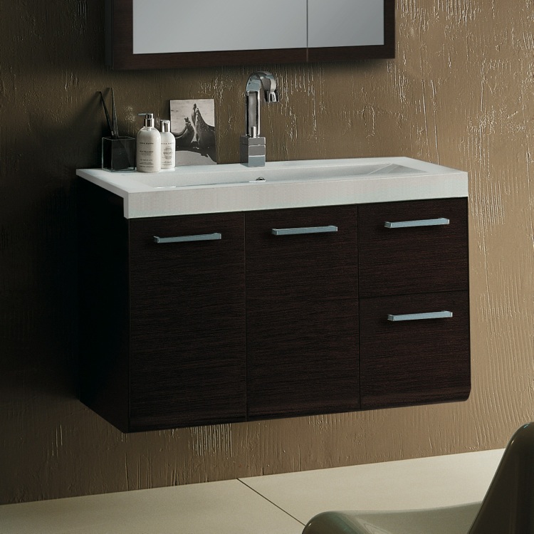 Bathroom Vanity, Iotti LE1C, Wall Mounted Bathroom Vanity & Sink, 38